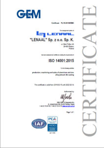 Environmental management system ISO 14001:2015